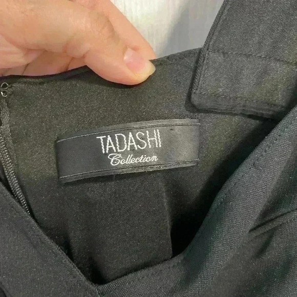 Tadashi Shoji Silk Womens Dress 14 Black Evening Knee Length - Picture 2 of 9